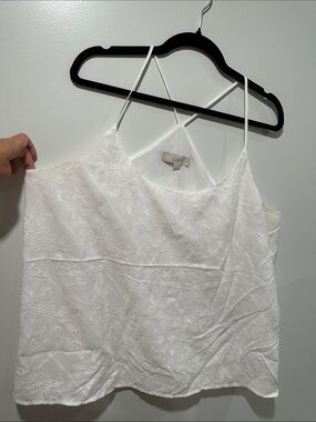 LOFT White Floral Embroidered Lace Camisole